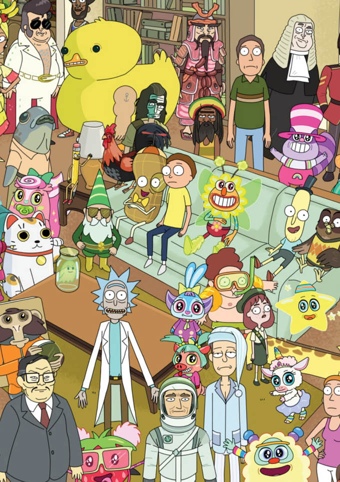 Rick and Morty Characters Crowd - Greeting Card